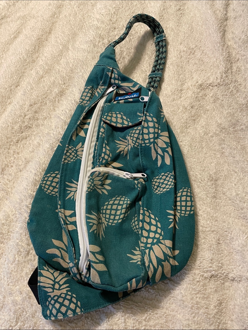 Kavu Teal Pineapple Crossbody Sling Bag